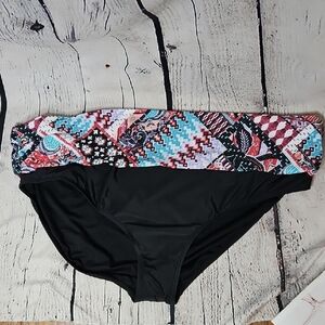 Swimsuits for all Black/Patterned Swim Bikini Bottom NWT Size 24
